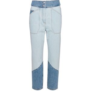Retro ba&sh Jeans Apolo High Waisted Straight Leg Two-Tone Denim 100% Cotton